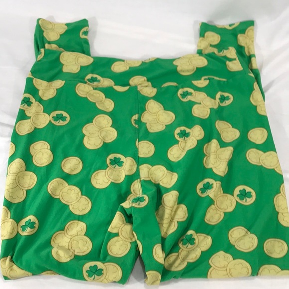 LulaRoe Clovers & Coins Leggings Green Gold - Picture 5 of 8